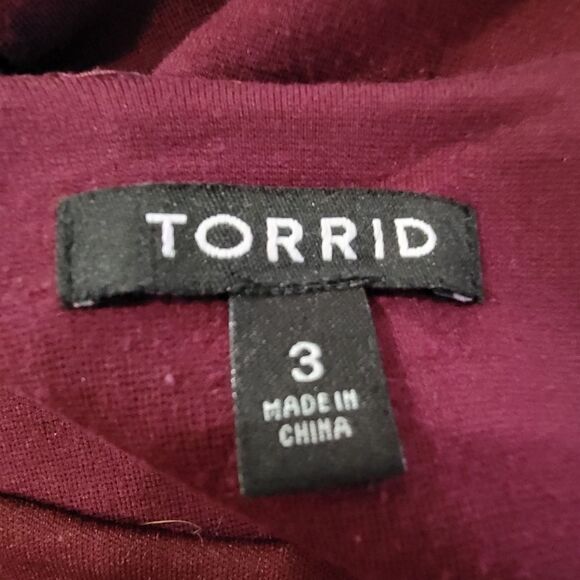 Torrid Womens Blazer Color Block Shawl Collar Blazer Burgundy Black Sz 3 3X - Picture 5 of 6